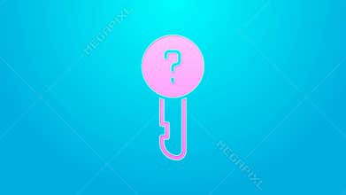Pink line Undefined key icon isolated on blue background. 4K Video motion graphic animation
