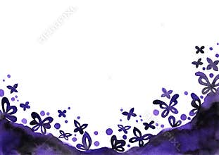 Black and purple color butterfly watercolor background for decoration.