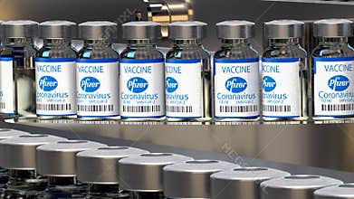 Pfizer vaccine against Coronavirus COVID-19 infections on the production line