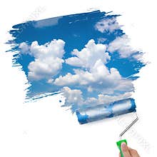 Painting the clean sky / ecology consept