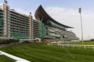 Dubai, UAE - 02.21.2021 Meydan hotel and racecourse. Outdoors