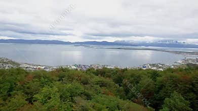 Aerial view of Ushuaia capital of Tierra del Fuego. Argentina.