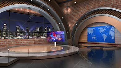 3D Virtual News Studio Background