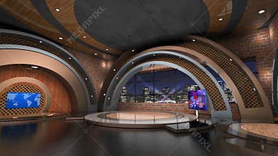 3D Virtual News Studio Background