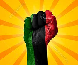 Juneteenth Freedom Day Celebration with Fist in Three color Red black and Green. Modern Freedom day powerful celebration