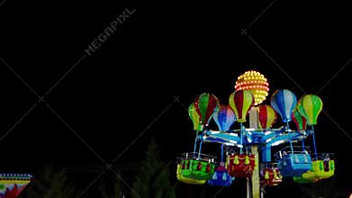 Amusement Park Fun Children Happy Times at Night
