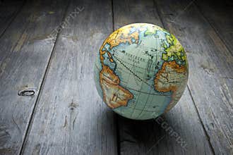 World Globe Wood Background