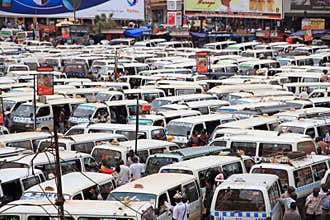 Busy Bus Station in Kampala, Uganda