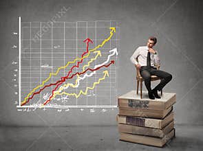 Businessman looking at a graphic