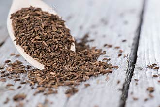 Caraway on a wooden spoon