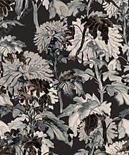 Grey autumn flowers floral seamless pattern in monochrome tones .