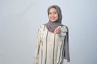 Body expression of Indonesian Asian woman wearing hijab