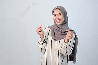 Body expression of Indonesian Asian woman wearing hijab