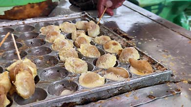 Cilor Tusuk or Pentol Korea Telur Gulung is a typical Indonesian snack