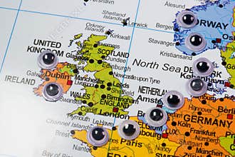 Map, political, countries, borders, cartography, artificial eyes