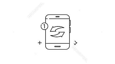 Smartphone screen depicting a notification with two curved arrows facing opposite directions