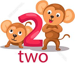 Number 2 character with monkey
