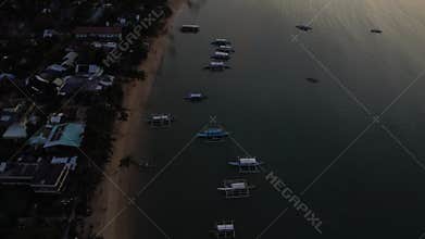 Philippine Paradise: Aerial Drone Views of Stunning Sunsets, Sunrises, and Tropical Beaches with Palm Trees
