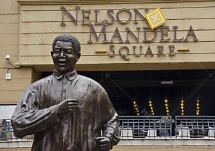 Bronze statue of Nelson Mandela in Johannesburg.