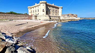 Italian landmarks. scenic view of medieval castle on the beach in Ladispoli -