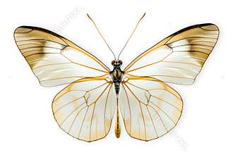 Beautiful Glasswing Yellow butterfly isolated on a white background with clipping path