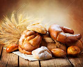 Bakery Bread on a Wooden Table