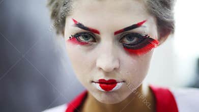 Close up portrait of woman with make up of