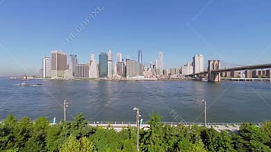 Manhattan with seaport not far from Brooklyn