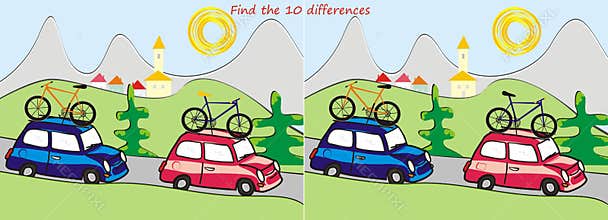 Summer landscape,10 differences, leisure activity