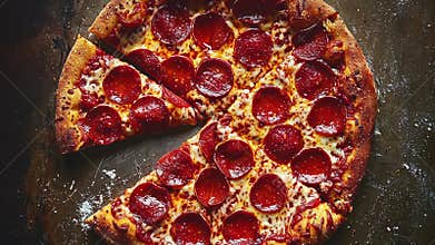 Delicious Pepperoni Pizza Freshly Baked On Rustic Pan