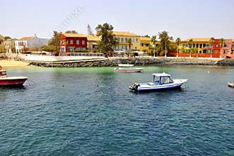 Sea and houses on the Island of Goree, Senegal