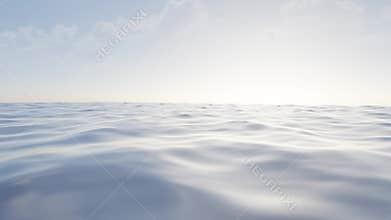 calm ocean with waves under cloudy blue sky animation