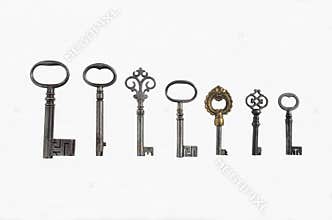 Seven Antique Pipe Keys