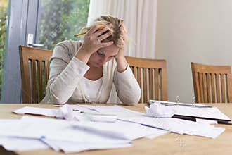 Woman in financial stress