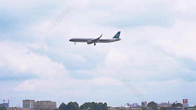 Passenger airplane number B-8849 Airbus A321 of China Southern Airlines flying prepare landing