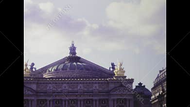 Camera panning over palais garnier showing architectural details