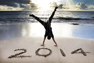 Happy new year 2014 on the beach