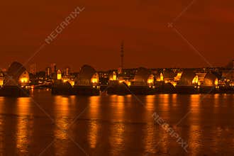 Thames Barrier, London UK - at night