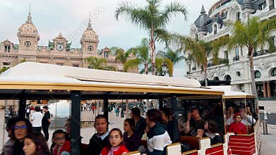 Monaco, Monte-Carlo, 12 November 2022: The famous square of Casino Monte-Carlo at dusk, hotel de Paris, attraction night