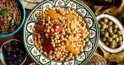 Moroccan dish of boiled chickpeas