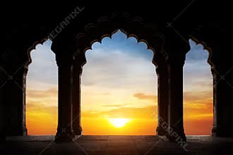 Arch silhouette at sunset