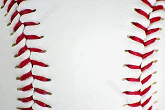 Closeup of baseball stitching