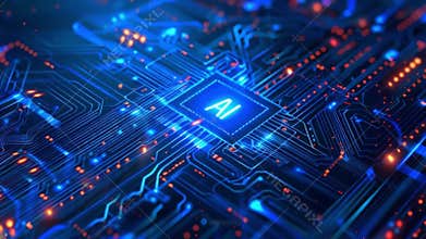 AI machine concept visualization as digital technology of deep learning cyber database