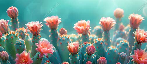 Blooming cactus garden