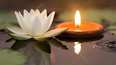 Floating Candles on Water with Lotus Flowers - Serene Relaxation 4K