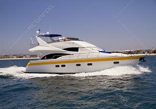 Private yacht on the Pacific Ocean