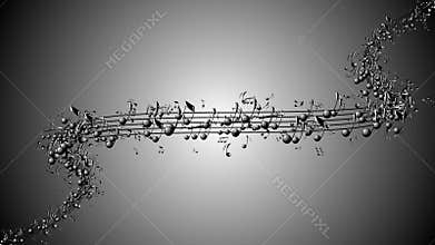 Animated background with musical notes, Music notes flowing