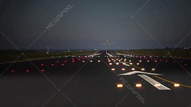 Plane take off at runaway at night