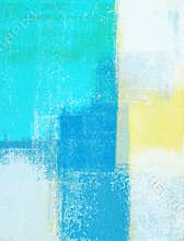 Teal and Yellow Abstract Art Painting