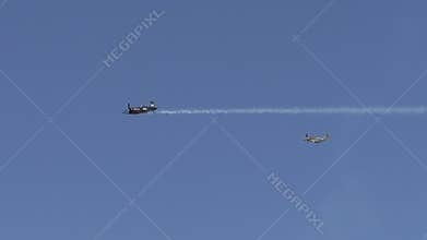 Bucharest, Romania 30.08.2025, Flying Bulls Aerobatics Team in a blue sky